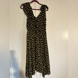Who What Wear Black and Yellow Tulip Patterned Dress